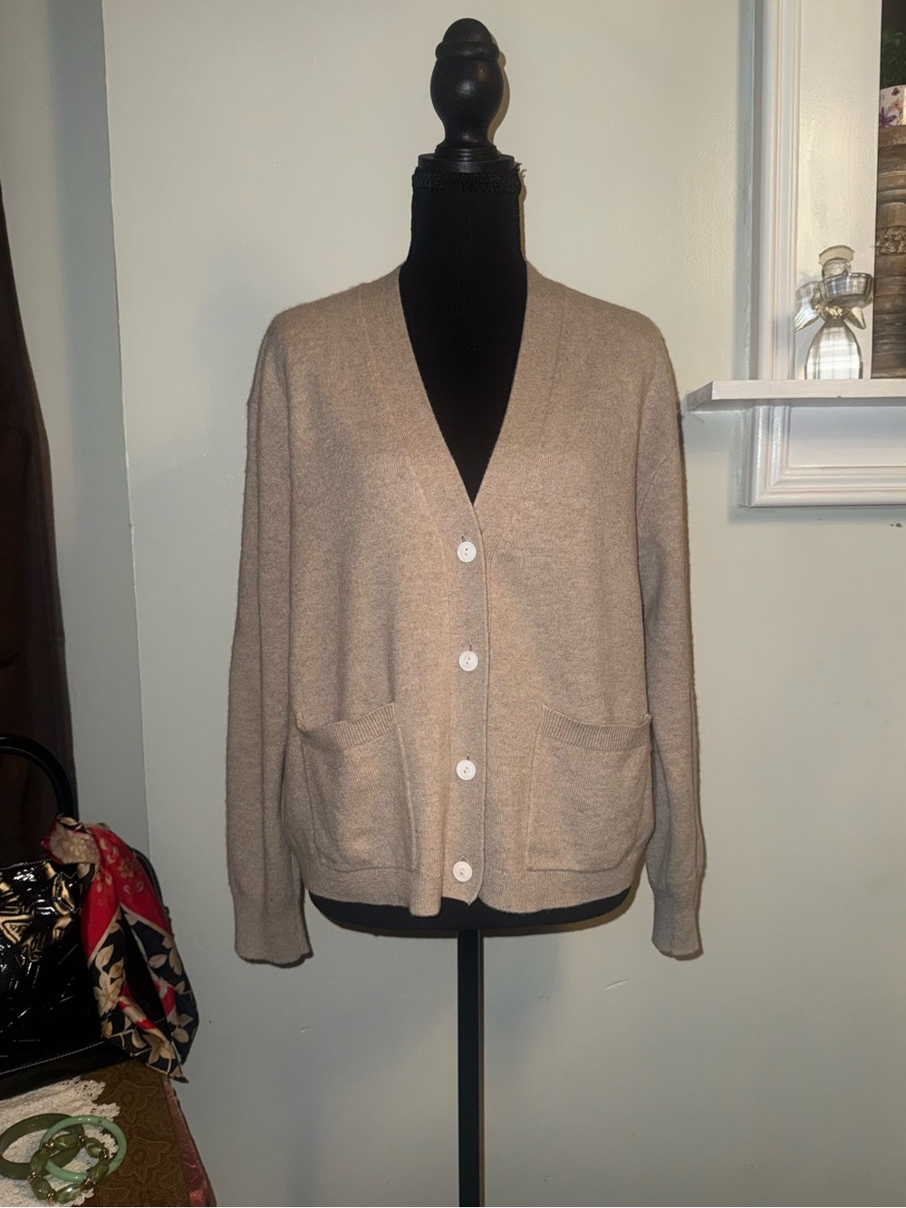 J. Crew Classic Cashmere Tan Button-Front Women's Cardigan
